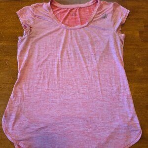 Women’s Reebok Athletic Short Sleeve Pink Space Dye Top Size Large Gym Sport